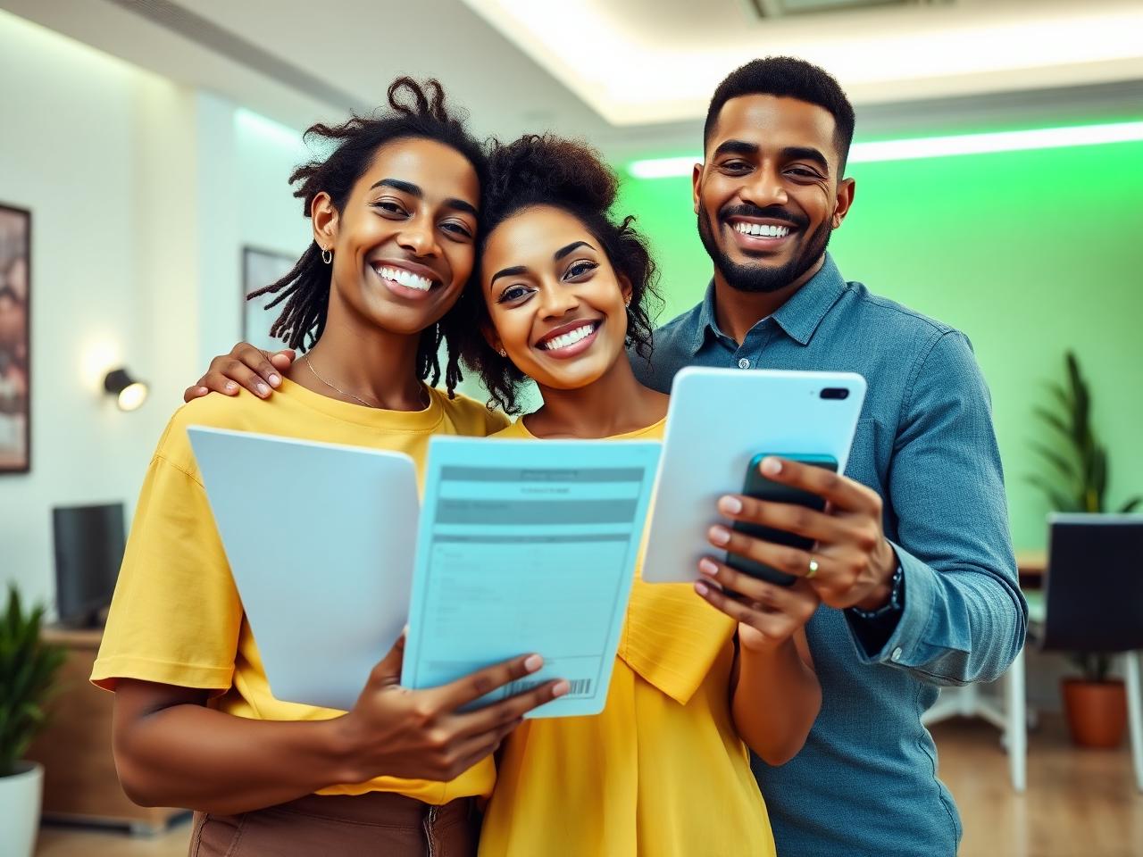 Família feliz após limpar o nome